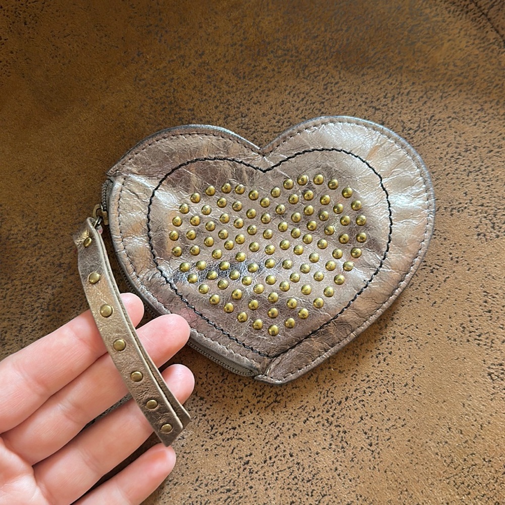 Studded Metallic Fossil change pouch